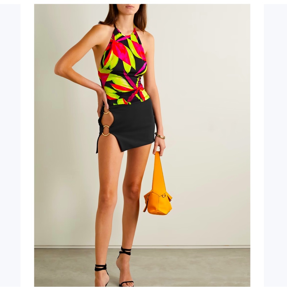 Louisa Ballou black double-ring swim cover-up size M